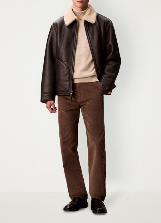 Calvin Klein Straight fit chino van corduroy  - detail 3 bruin
