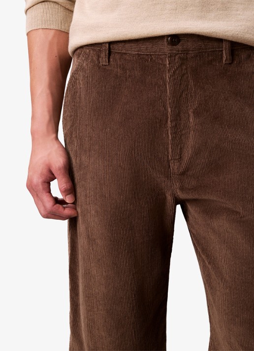 Calvin Klein Straight fit chino van corduroy  - detail 6 bruin