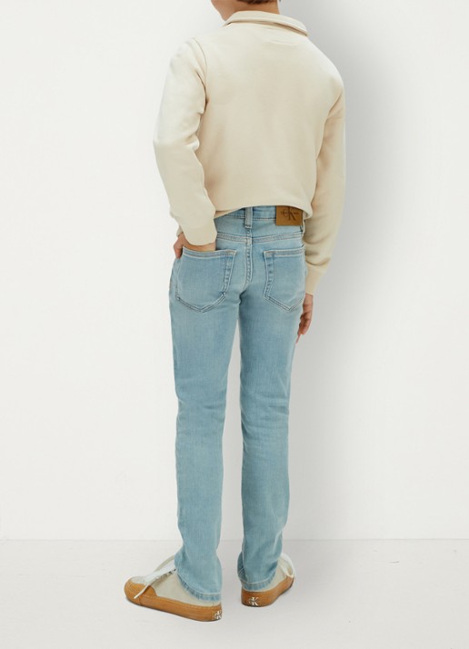 Calvin Klein Straight fit jeans met lichte wassing - achterkant 5 indigo