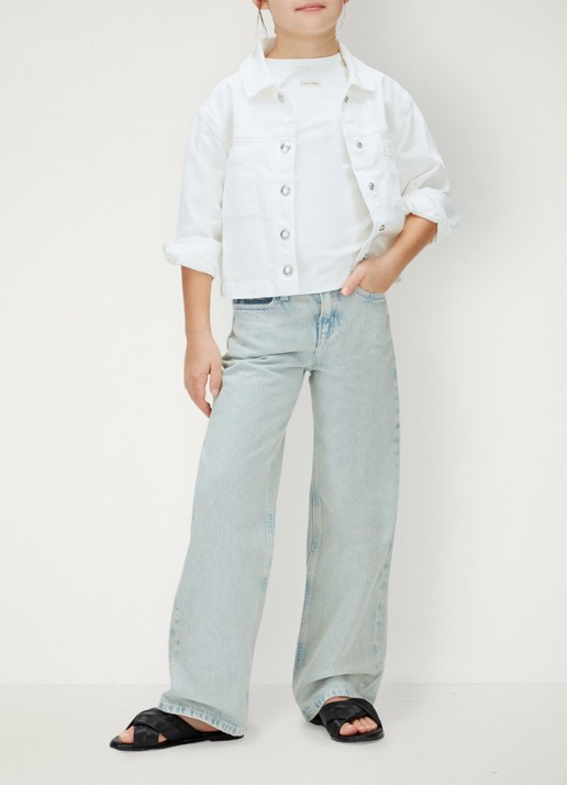 Calvin Klein Straight fit jeans met lichte wassing - voorkant 3 lichtblauw