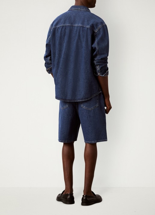 Calvin Klein Straight fit korte broek van denim met logoprint - achterkant ck pacifico aop-zgx /  blauw