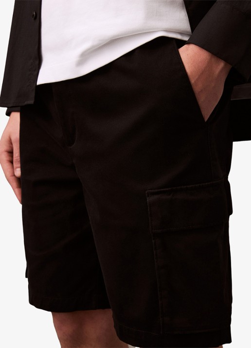 Calvin Klein Straight fit korte cargobroek met opgestikte zakken - detail 4 zwart
