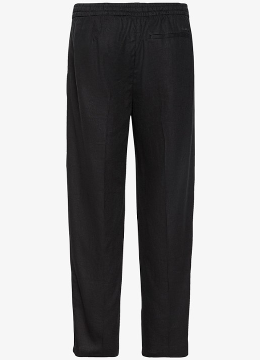 Calvin Klein Straight fit pantalon in linnenblend - achterkant 3 zwart
