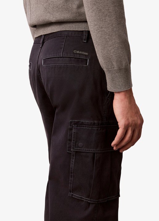 Calvin Klein Straight leg cargobroek met opgestikte zakken - detail 5 donkergrijs