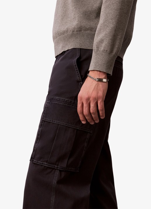 Calvin Klein Straight leg cargobroek met opgestikte zakken - detail 7 donkergrijs