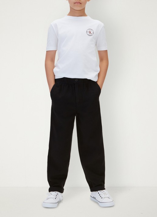 Calvin Klein Straight leg chino met logo - detail 5 pvh black-beh /  zwart