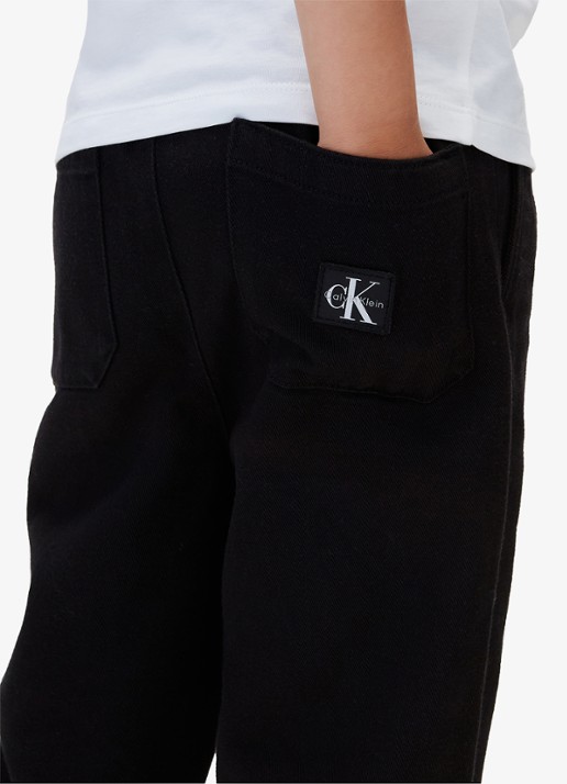 Calvin Klein Straight leg chino met logo - detail 7 pvh black-beh /  zwart