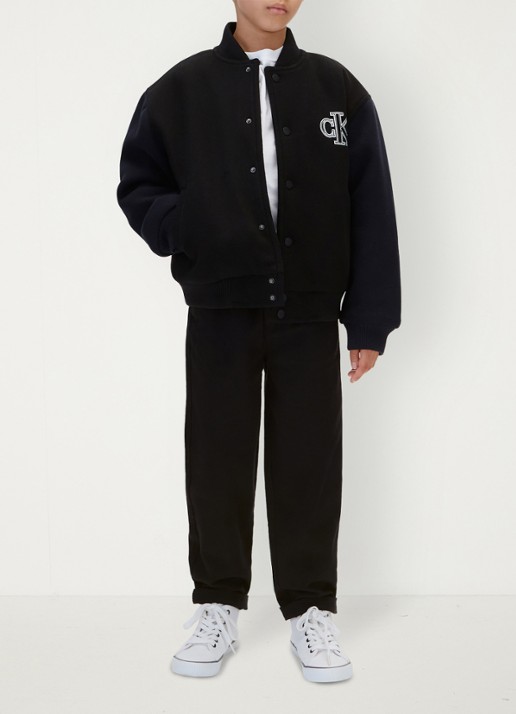 Calvin Klein Straight leg chino met logo - voorkant 2 pvh black-beh /  zwart