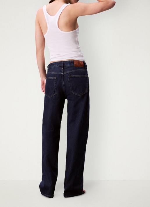 Calvin Klein Straight leg jeans met steekzakken - achterkant donkerblauw