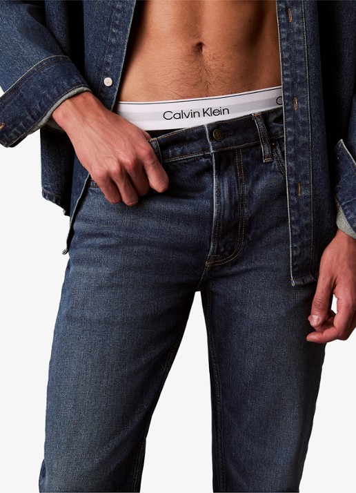 Calvin Klein Straight leg jeans met steekzakken - detail 3 indigo