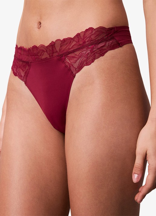 Calvin Klein String met details van kant - detail 3 bordeauxrood