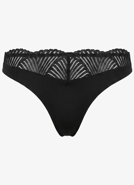 Calvin Klein String met details van kant - voorkant 5 zwart