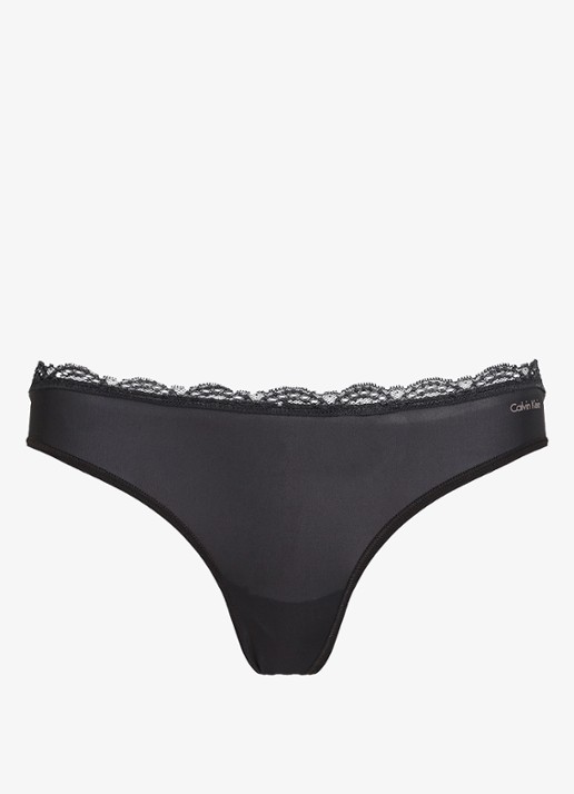 Calvin Klein String met kant - voorkant 2 zwart