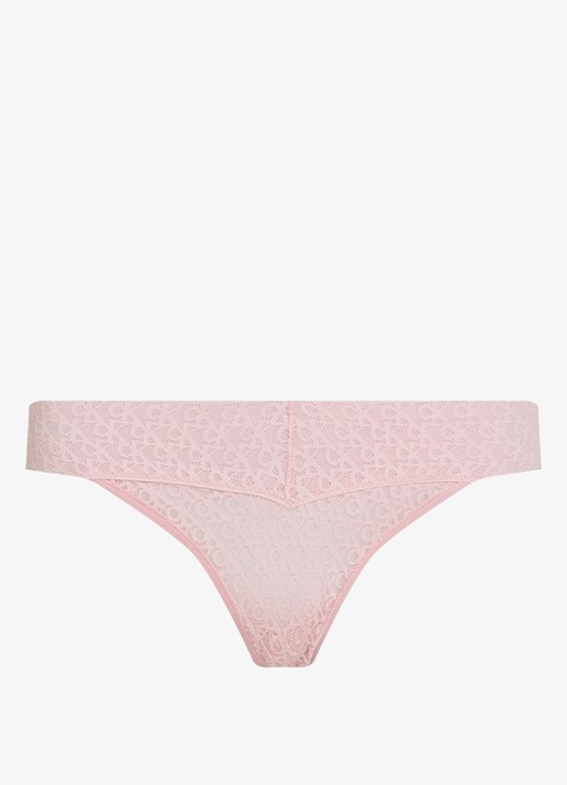 Calvin Klein String met kant - voorkant roze