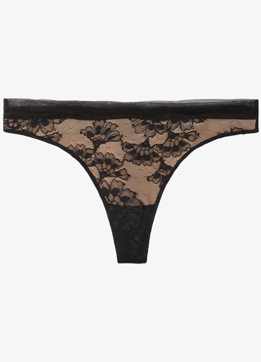 Calvin Klein String met kant - voorkant 5 zwart