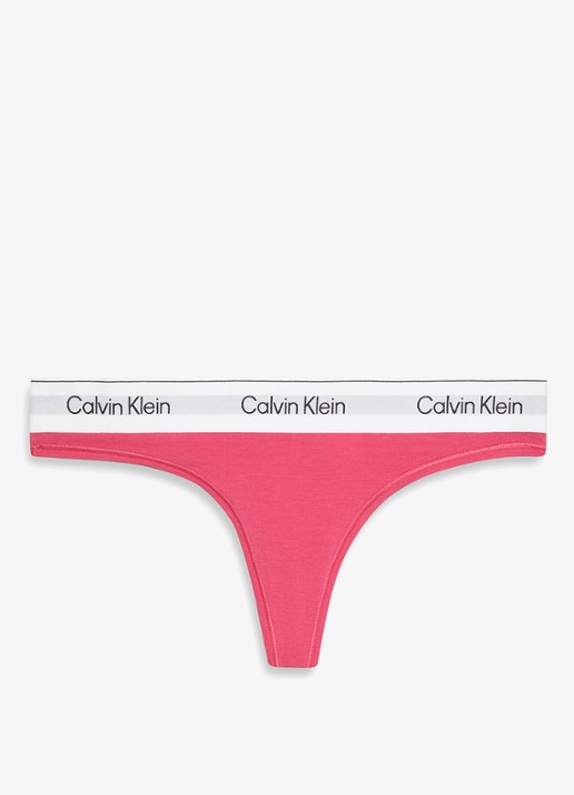 Calvin Klein String met logoband - voorkant donkerroze