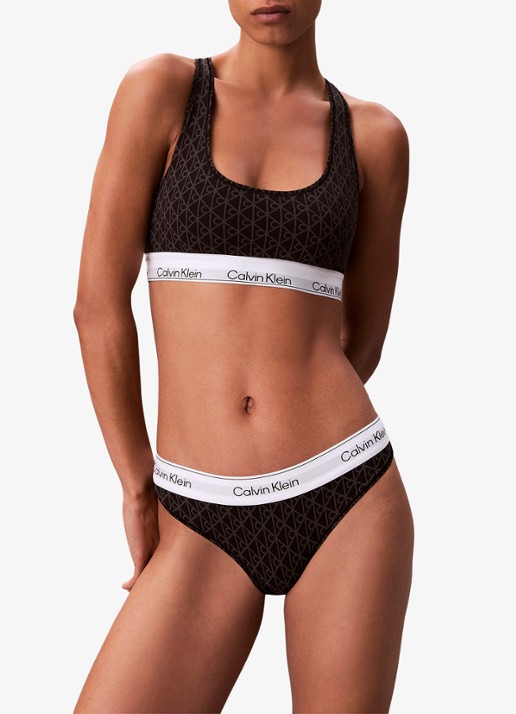 Calvin Klein String met logoband - voorkant 2 bruin