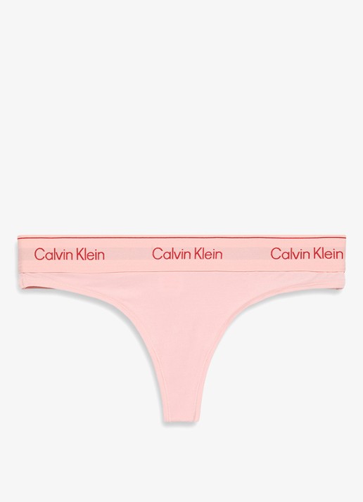 Calvin Klein String met logoband - voorkant 6 roze