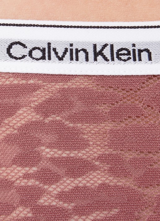 Calvin Klein String van mesh met panterprint - detail 4 donkerroze