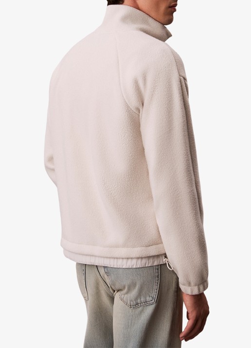 Calvin Klein Sweater met halve rits en logo - achterkant 3 gebroken wit