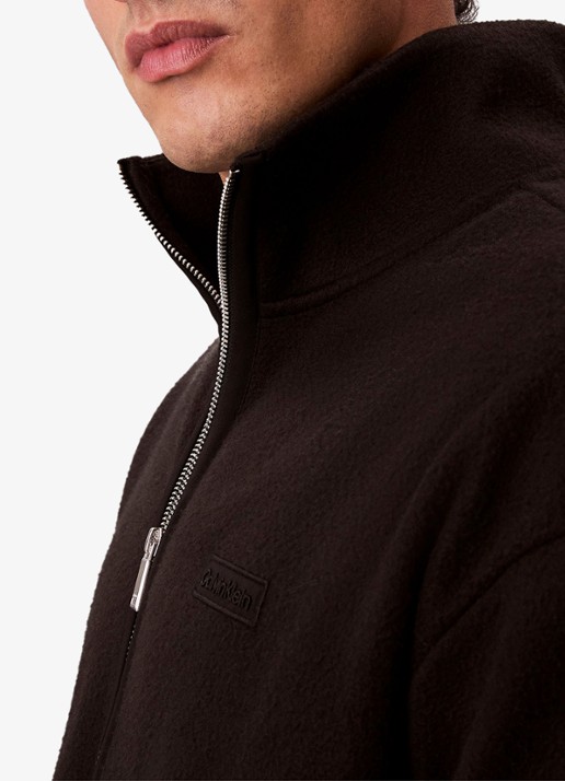 Calvin Klein Sweater met halve rits en logo - detail 6 zwart