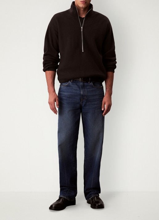 Calvin Klein Sweater met halve rits en logo - voorkant 2 zwart