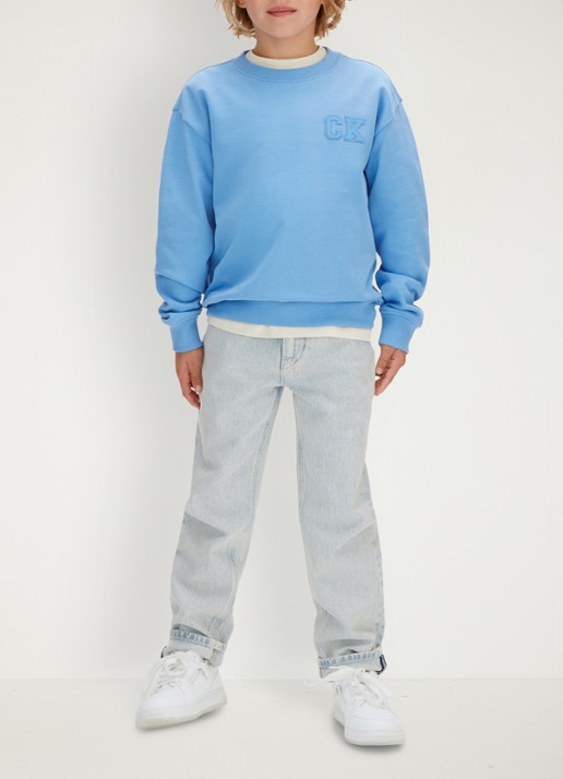 Calvin Klein Sweater met logo- en backprint - voorkant 4 blauw