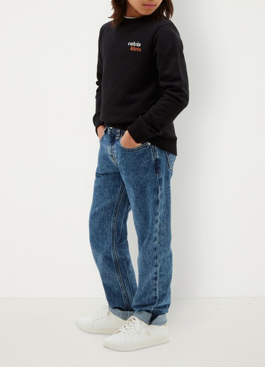 Calvin Klein Sweater met logo- en backprint - voorkant 3 zwart