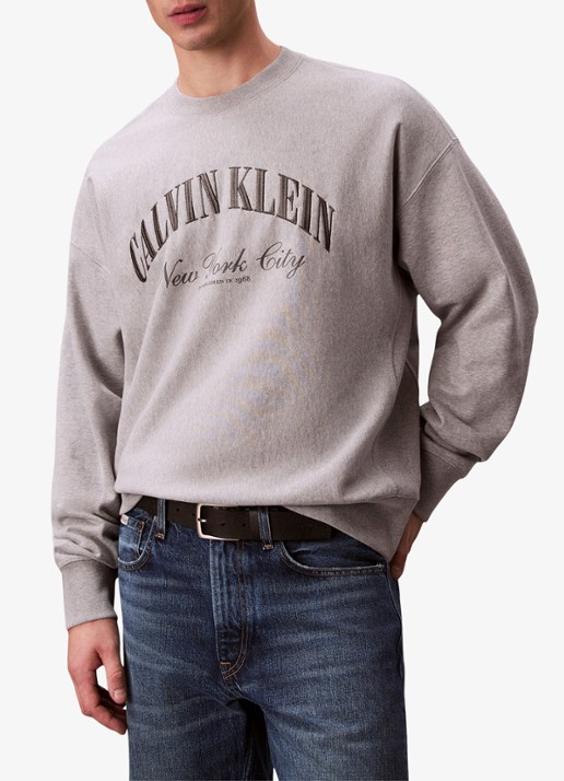 Calvin Klein Sweater met logo - detail 4 lichtgrijs