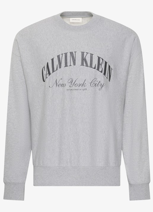 Calvin Klein Sweater met logo - voorkant 2 lichtgrijs