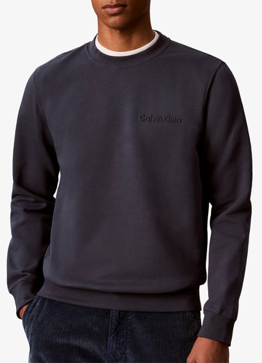 Calvin Klein Sweater met logo - detail donkerblauw