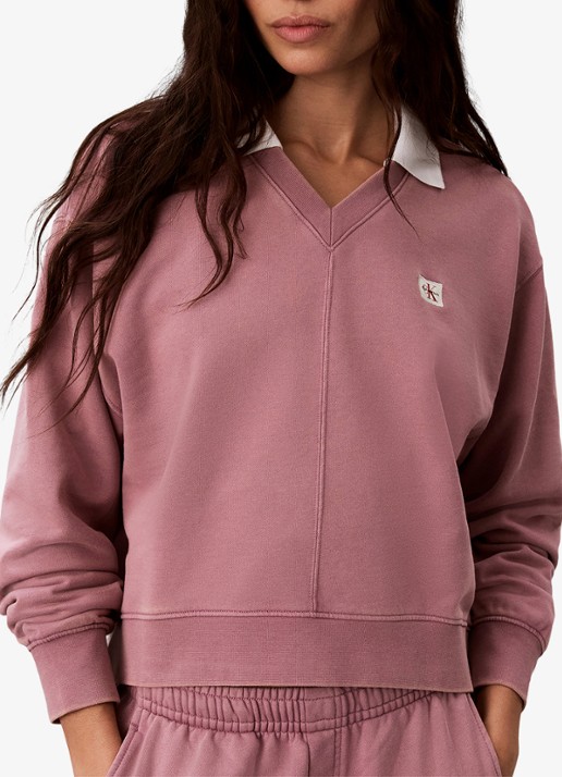 Calvin Klein Sweater met logoborduring - detail oudroze