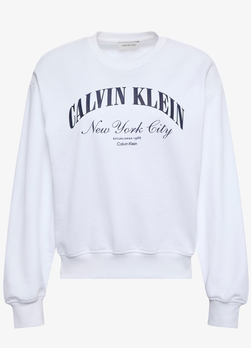 Calvin Klein Sweater met logoprint - voorkant 2 wit