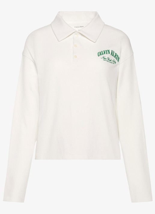 Calvin Klein Sweater met polokraag - voorkant 2 wit