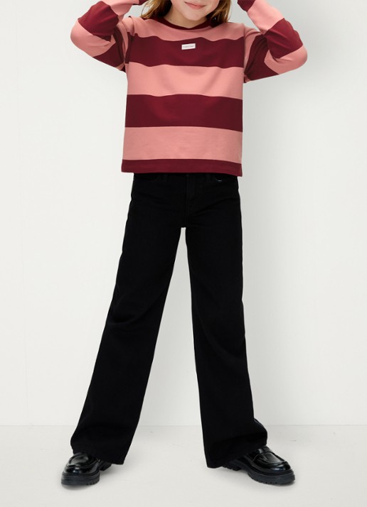 Calvin Klein Sweater met streepprint - voorkant 2 bordeauxrood