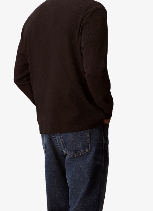 Calvin Klein Sweater met structuur en logo - achterkant 7 zwart
