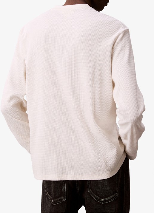 Calvin Klein Sweater met structuur en logo - achterkant 7 beige