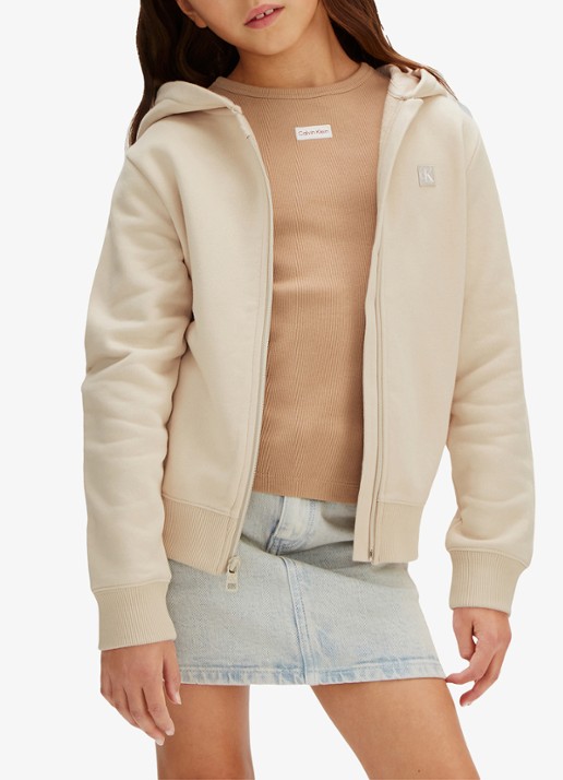 Calvin Klein Sweatvest met logo - detail 3 beige
