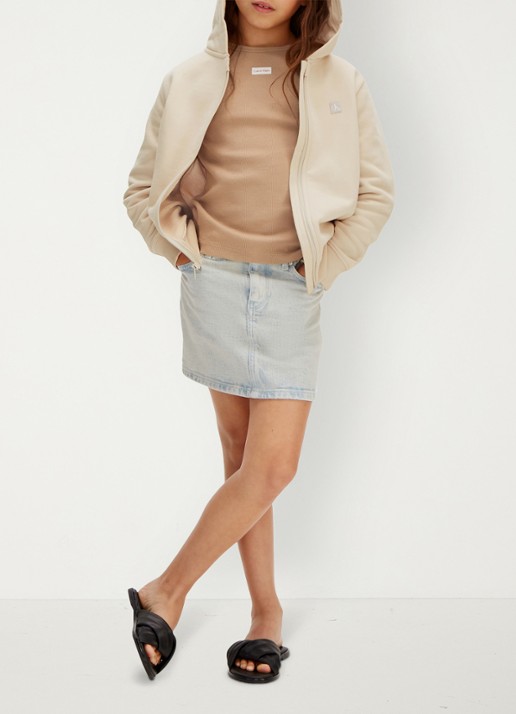 Calvin Klein Sweatvest met logo - detail 4 beige
