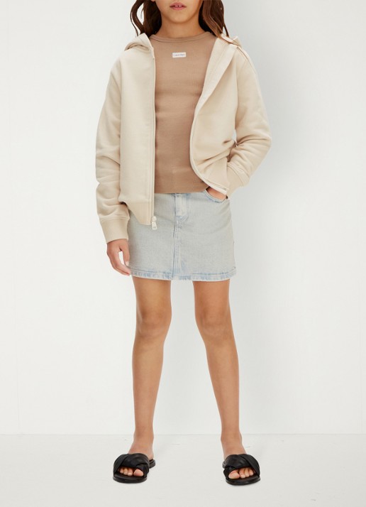 Calvin Klein Sweatvest met logo - voorkant 2 beige