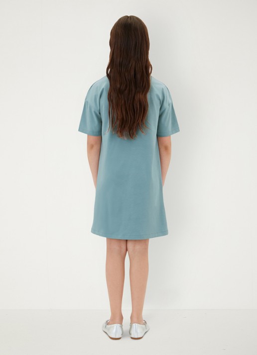 Calvin Klein T-Shirt jurk met logoborduring - achterkant 5 blauwgrijs