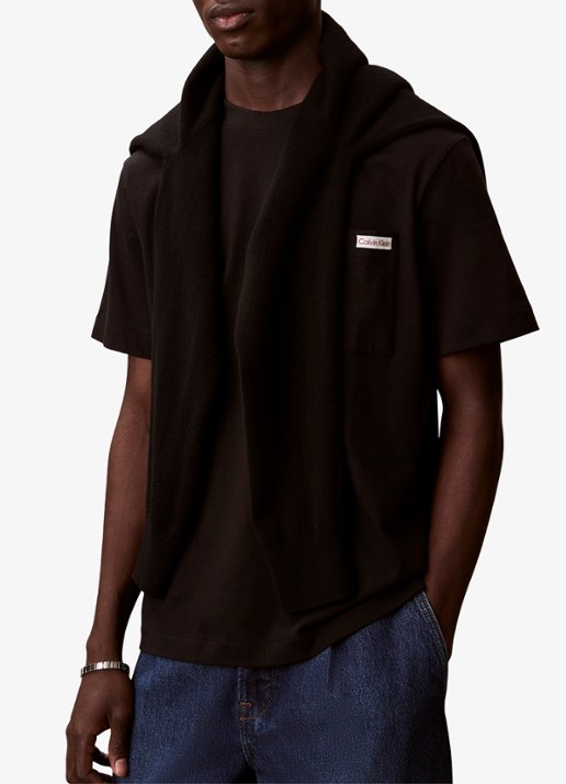 Calvin Klein T-shirt met borstzak - detail 4 zwart