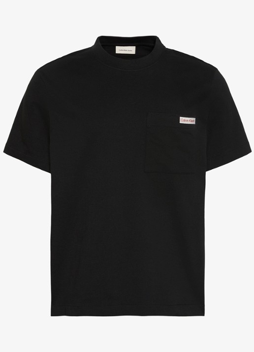 Calvin Klein T-shirt met borstzak - voorkant zwart