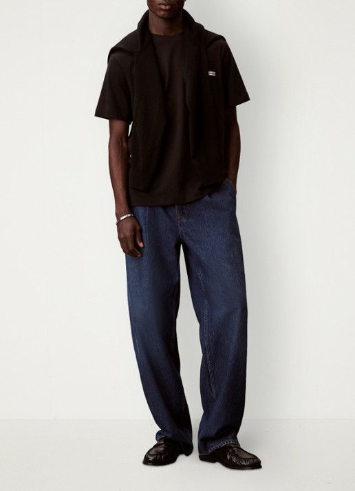 Calvin Klein T-shirt met borstzak - voorkant 2 zwart