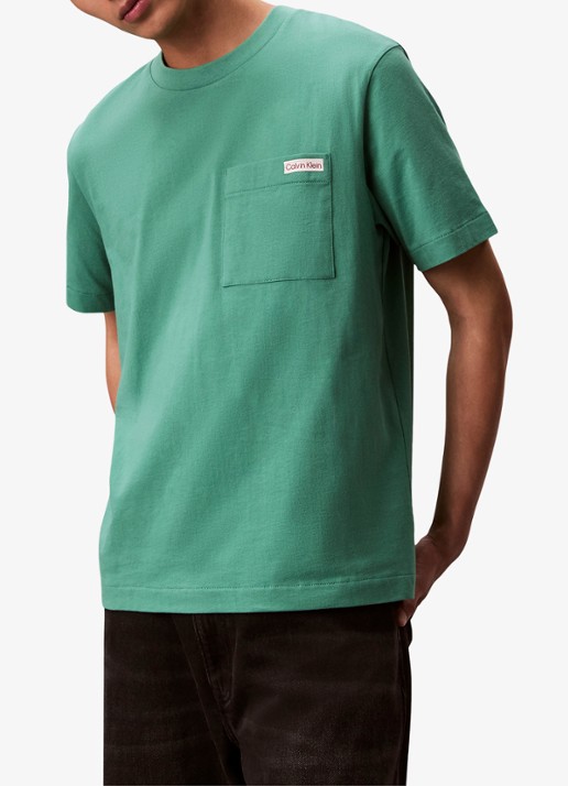 Calvin Klein T-shirt met borstzak - detail 5 groen