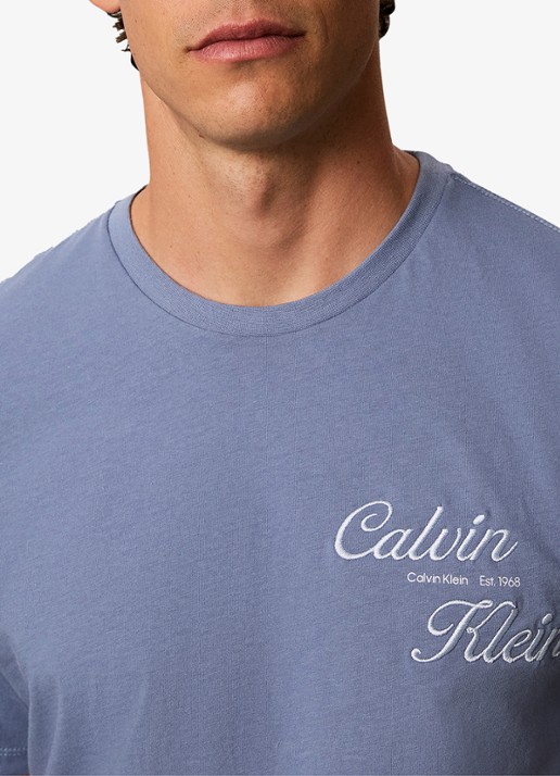 Calvin Klein T-shirt met logo- en backprint - detail 4 dusty sailor blue-c4i /  blauw