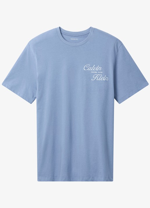 Calvin Klein T-shirt met logo- en backprint - voorkant 5 dusty sailor blue-c4i /  blauw