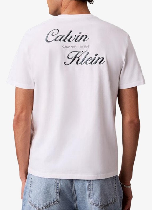 Calvin Klein T-shirt met logo- en backprint - achterkant bright white-yaf /  wit