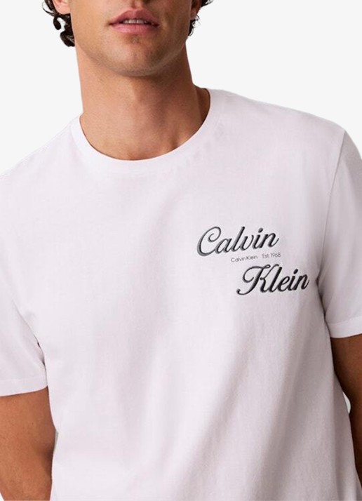 Calvin Klein T-shirt met logo- en backprint - detail 4 bright white-yaf /  wit