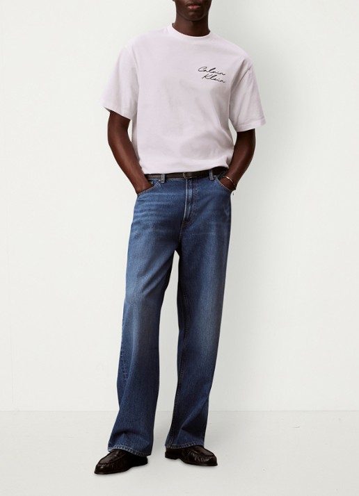 Calvin Klein T-shirt met logo- en backprint - voorkant 2 wit
